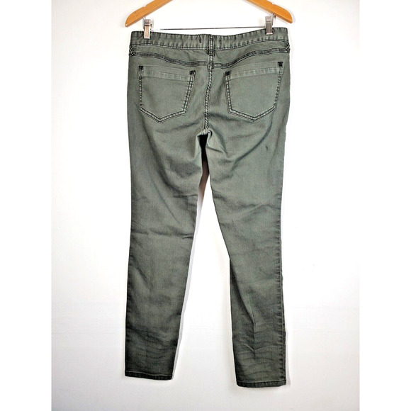 FREE PEOPLE Womens 31 Jeans Straight Leg Mid Rise Olive Green Distressed Denim - Picture 3 of 11